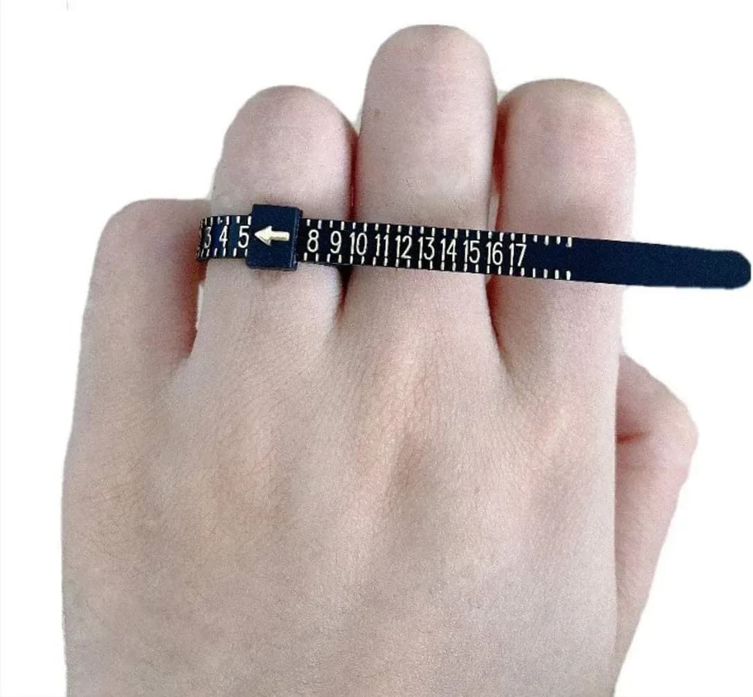 measuring a finger with the reusable ring sizer