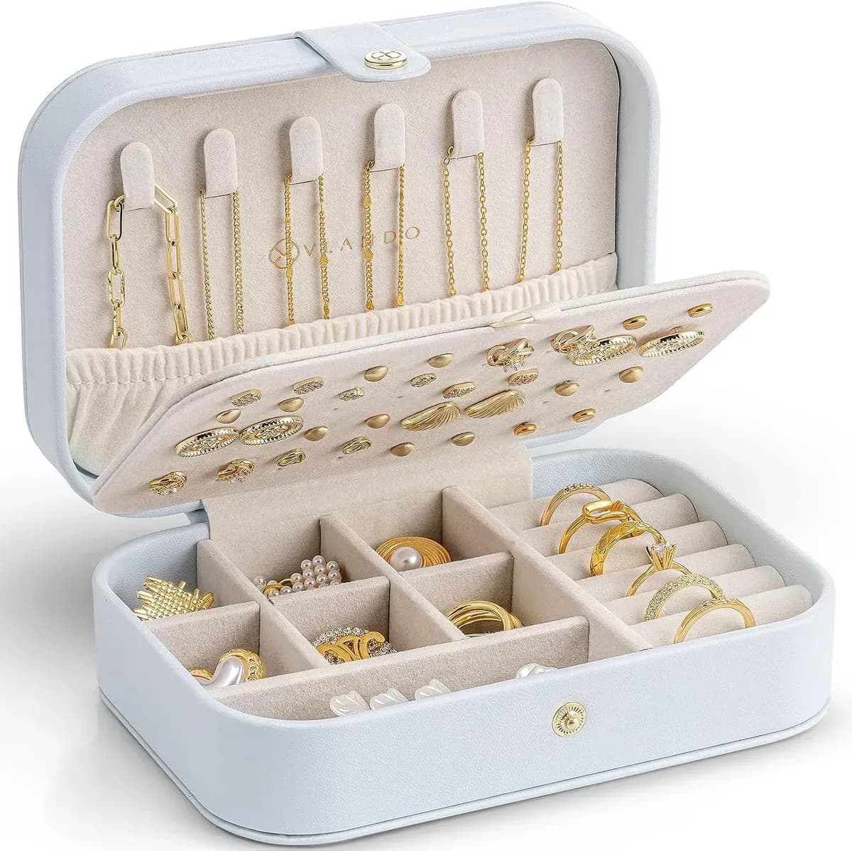 travel jewelry case in blue