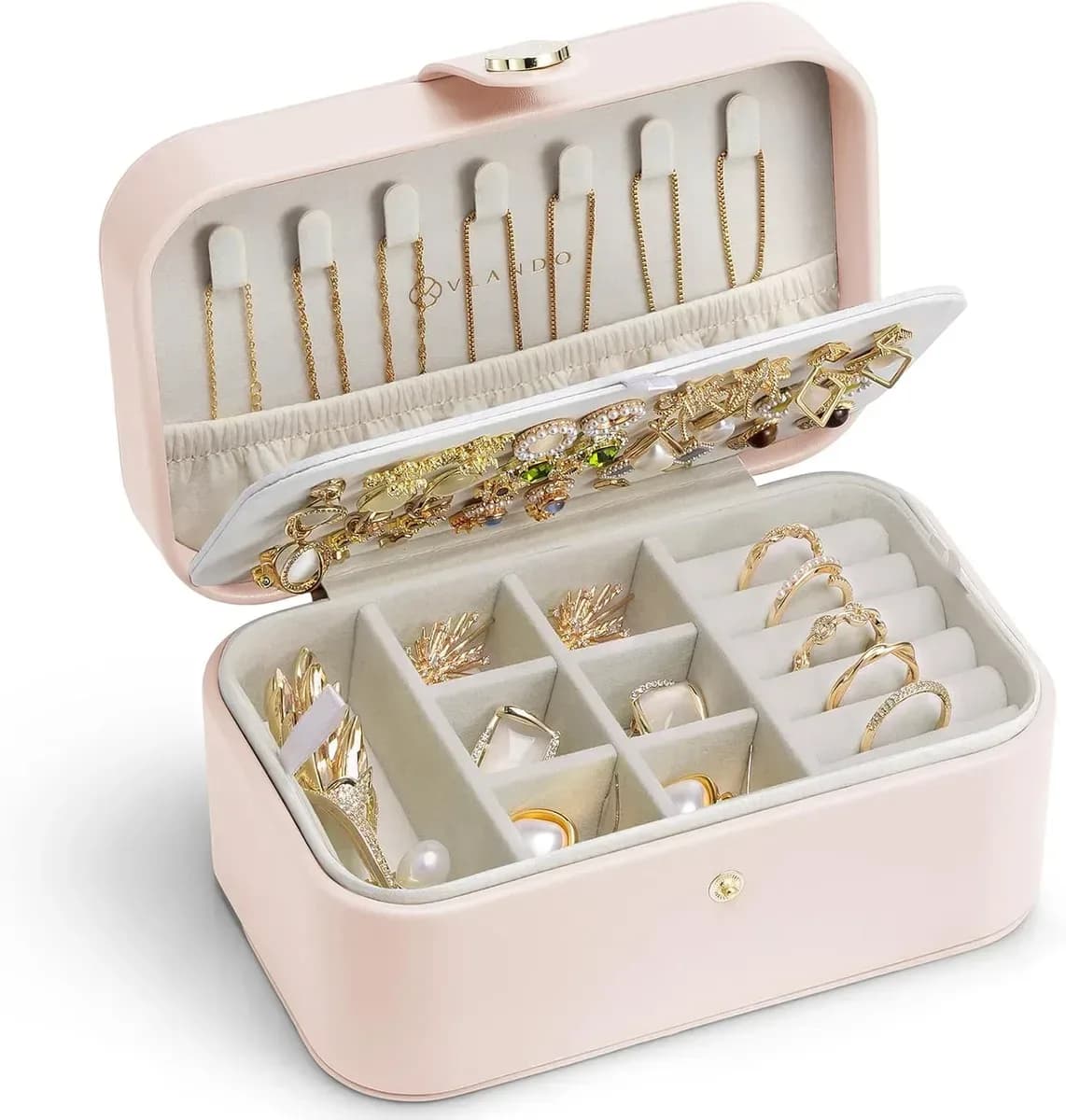 large travel jewelry case in pink