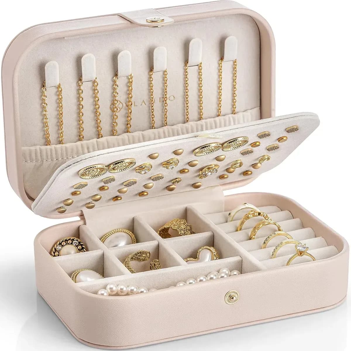 travel jewelry case in pink