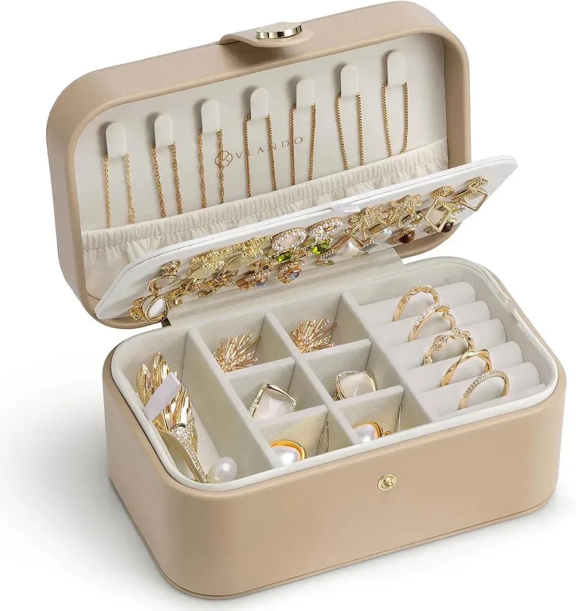 large travel jewelry case in toffee