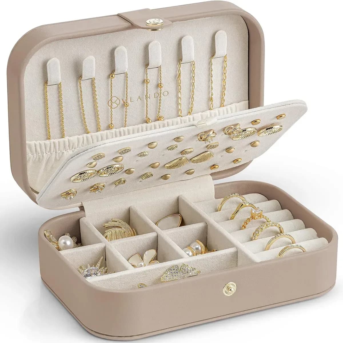 travel jewelry case in toffee