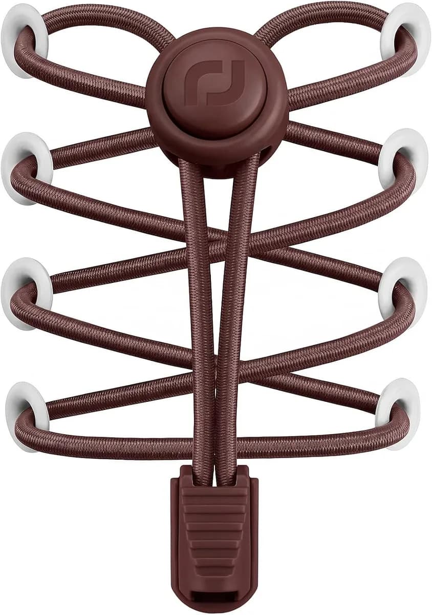 elastic no-tie shoelaces with lock in brown