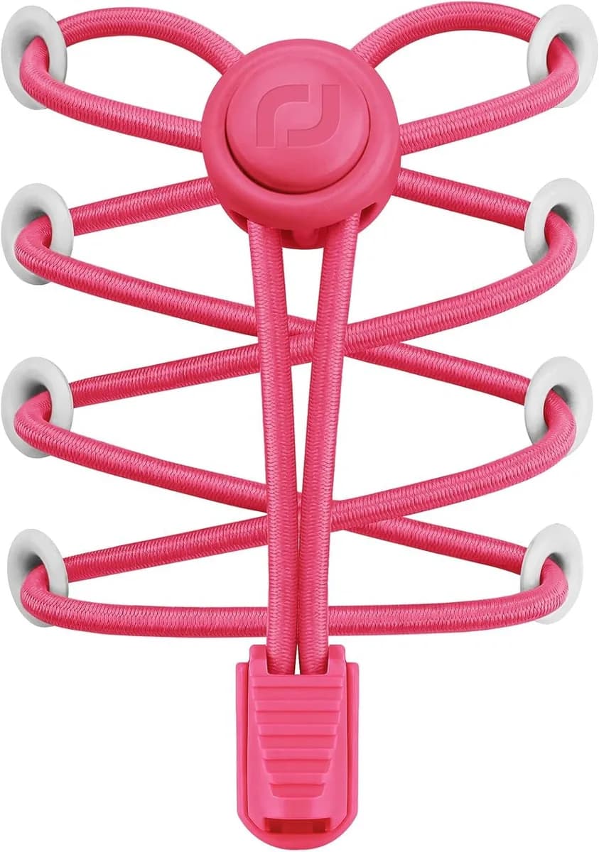 elastic no-tie shoelaces with lock in pink