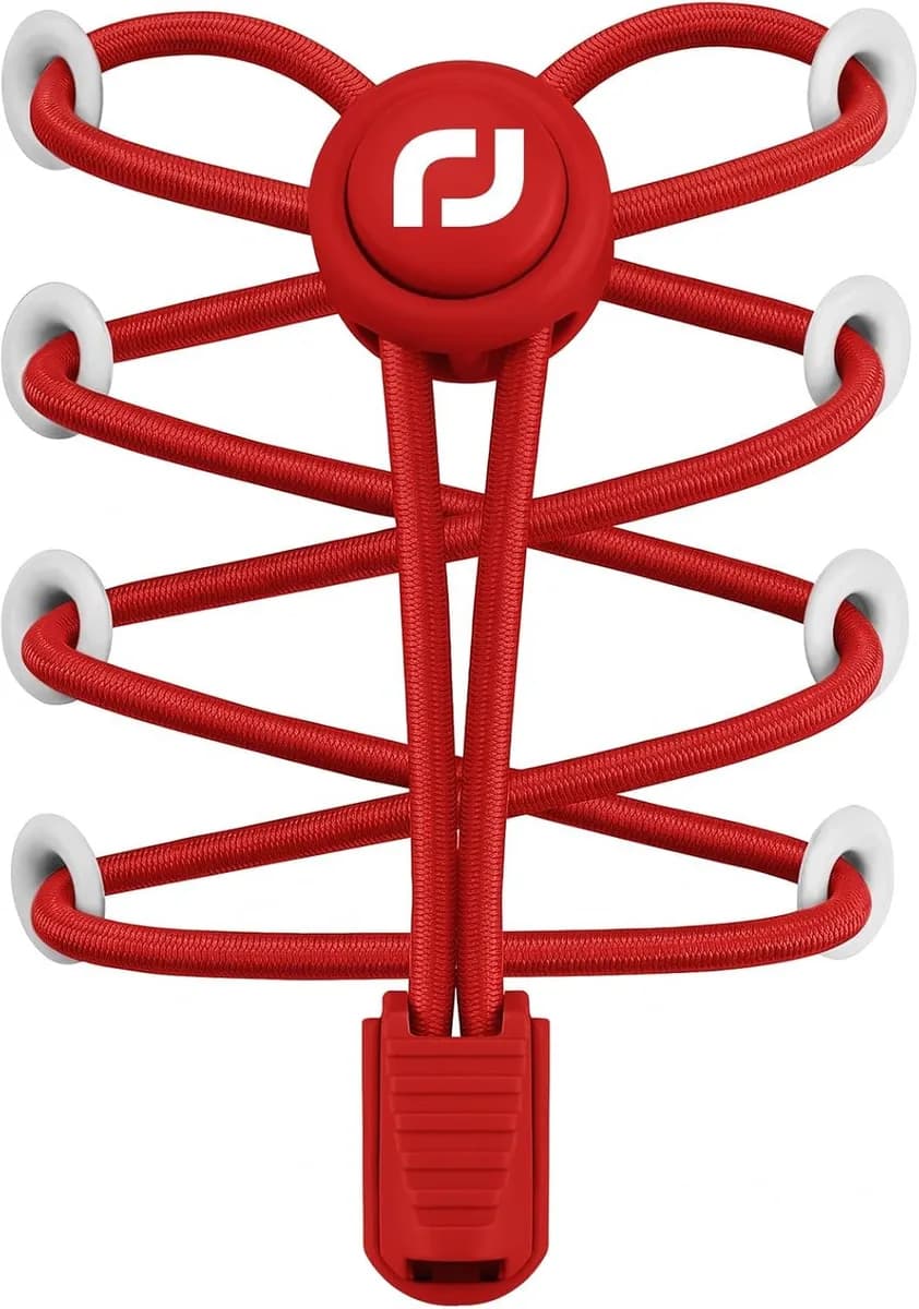 elastic no-tie shoelaces with lock in red
