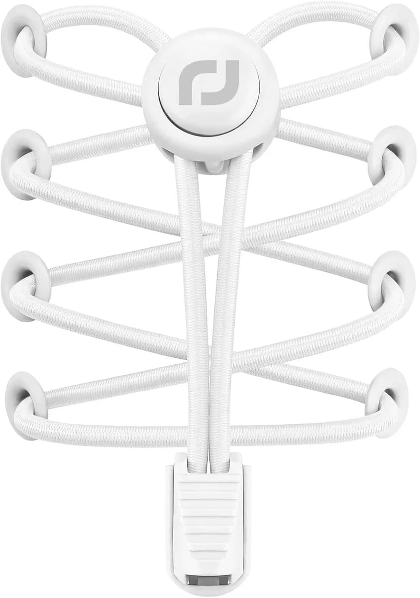elastic no-tie shoelaces with lock in white