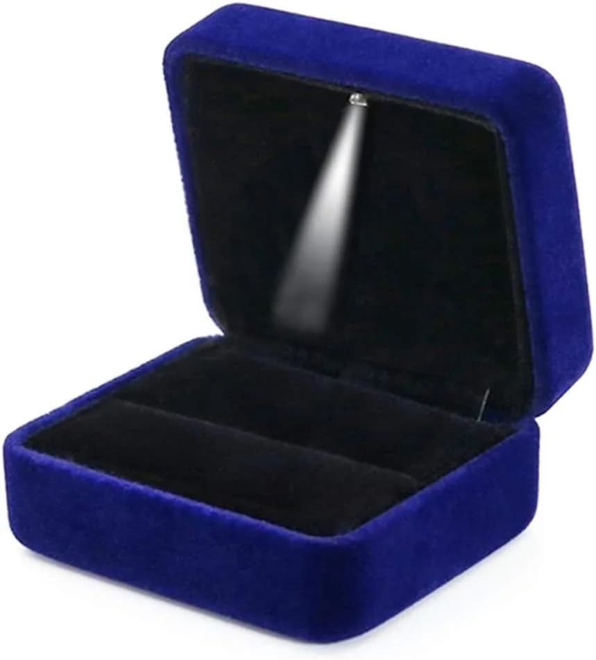 blue velvet LED ring box