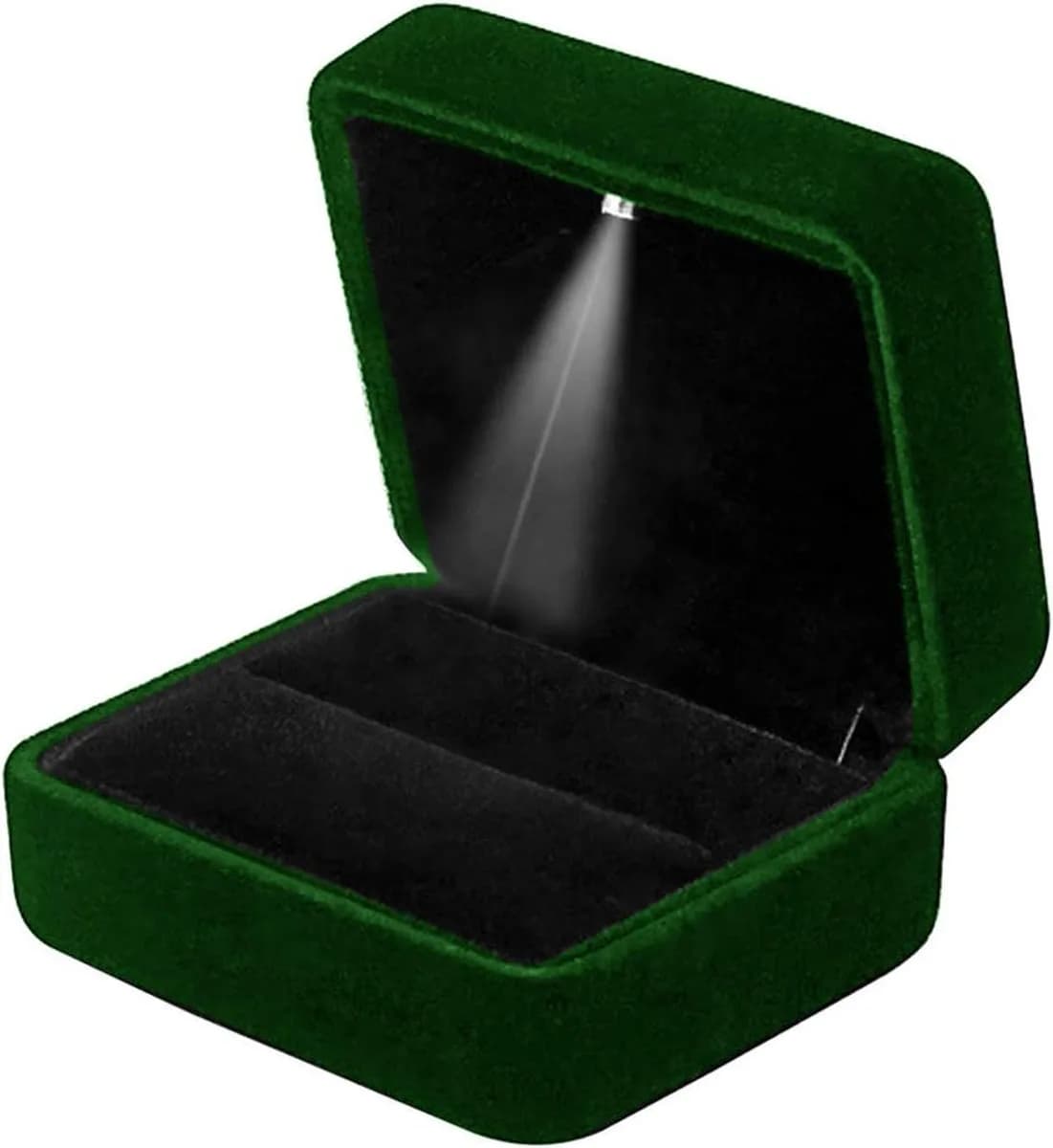 emerald green velvet LED ring box