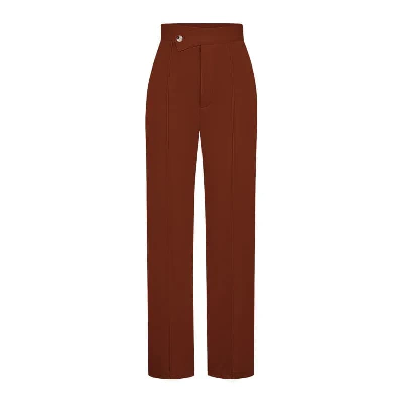 brown straight leg dress pants front view