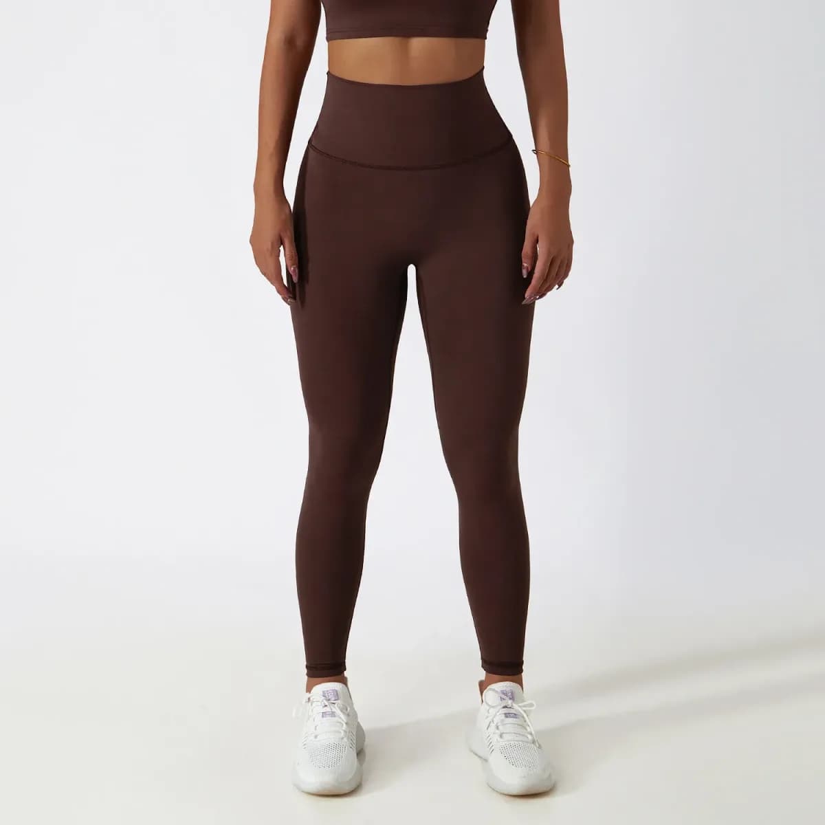 dark brown high waist leggings from the 3 piece activewear set