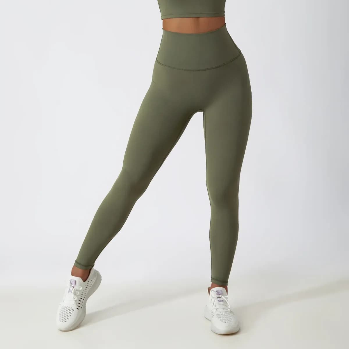 olive green high waist leggings from the 3 piece activewear set