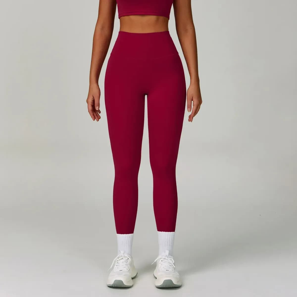 wine red high waist leggings from the 3 piece activewear set
