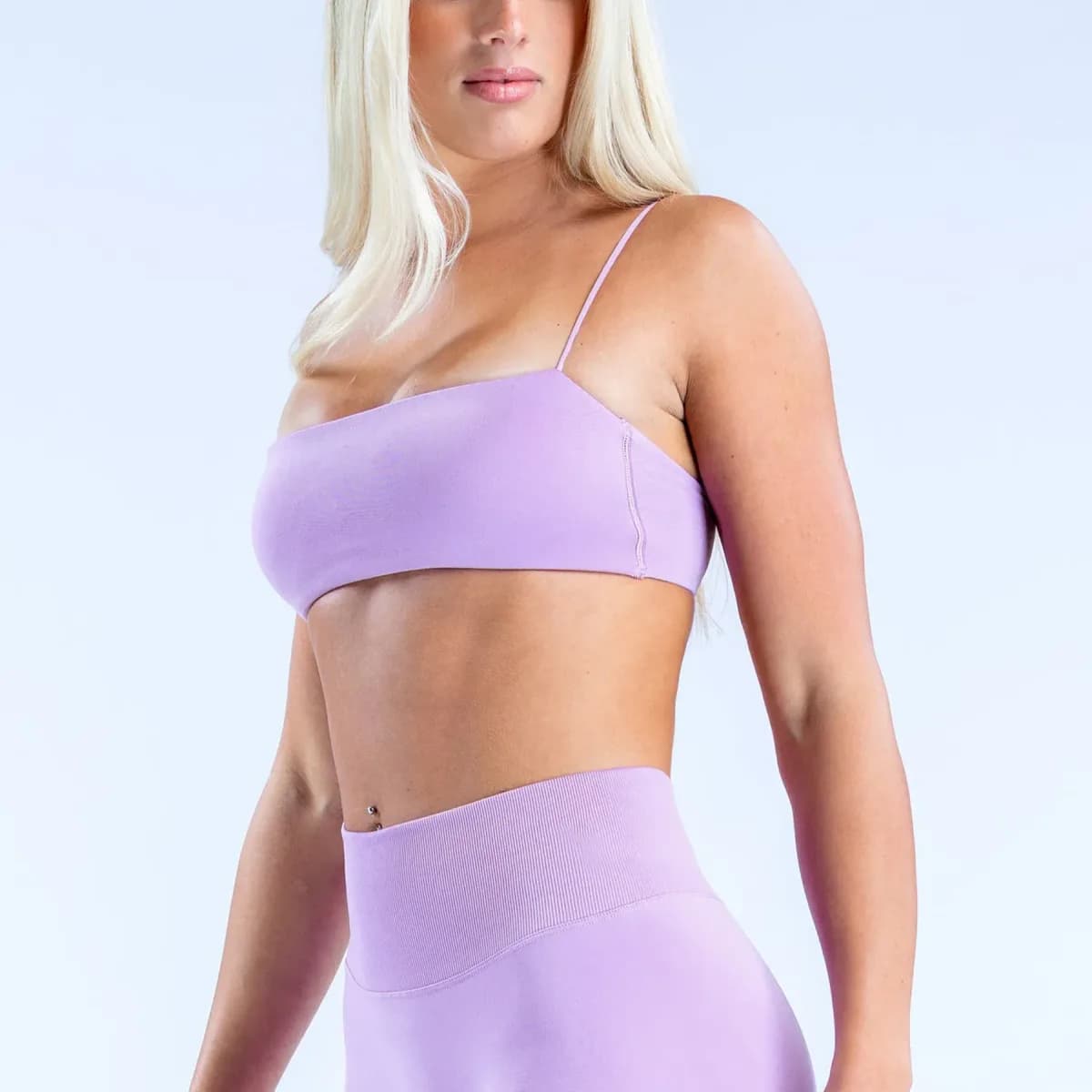 lavender strappy sports bra from the seamless 4 piece activewear set