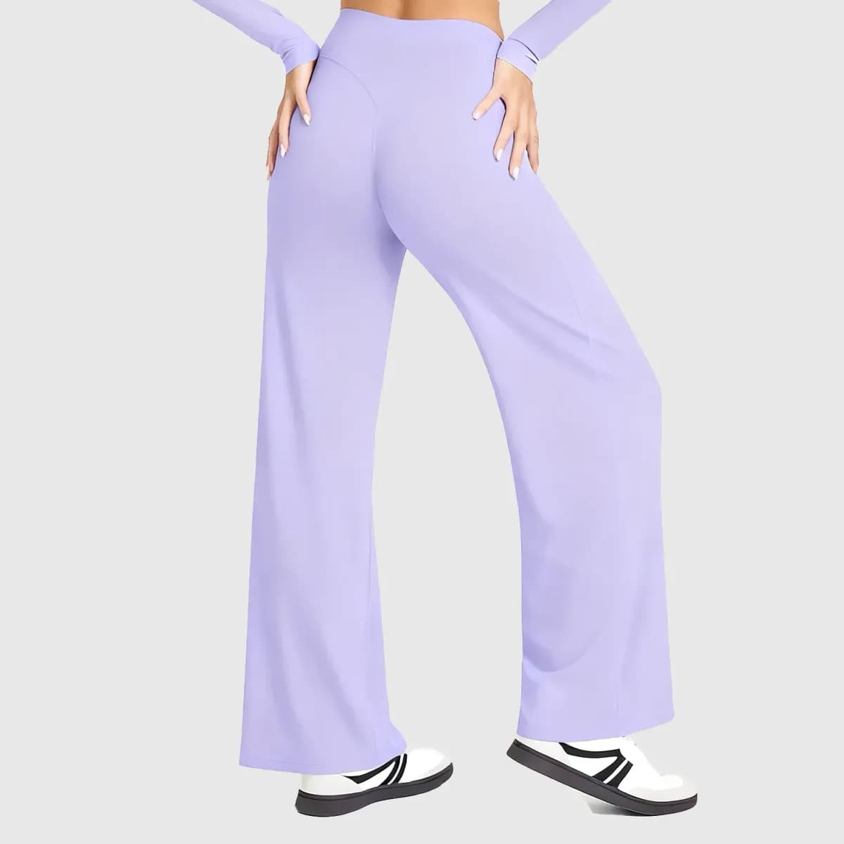 lilac high waist wide leg pants from the zip jacket and wide leg pants activewear set