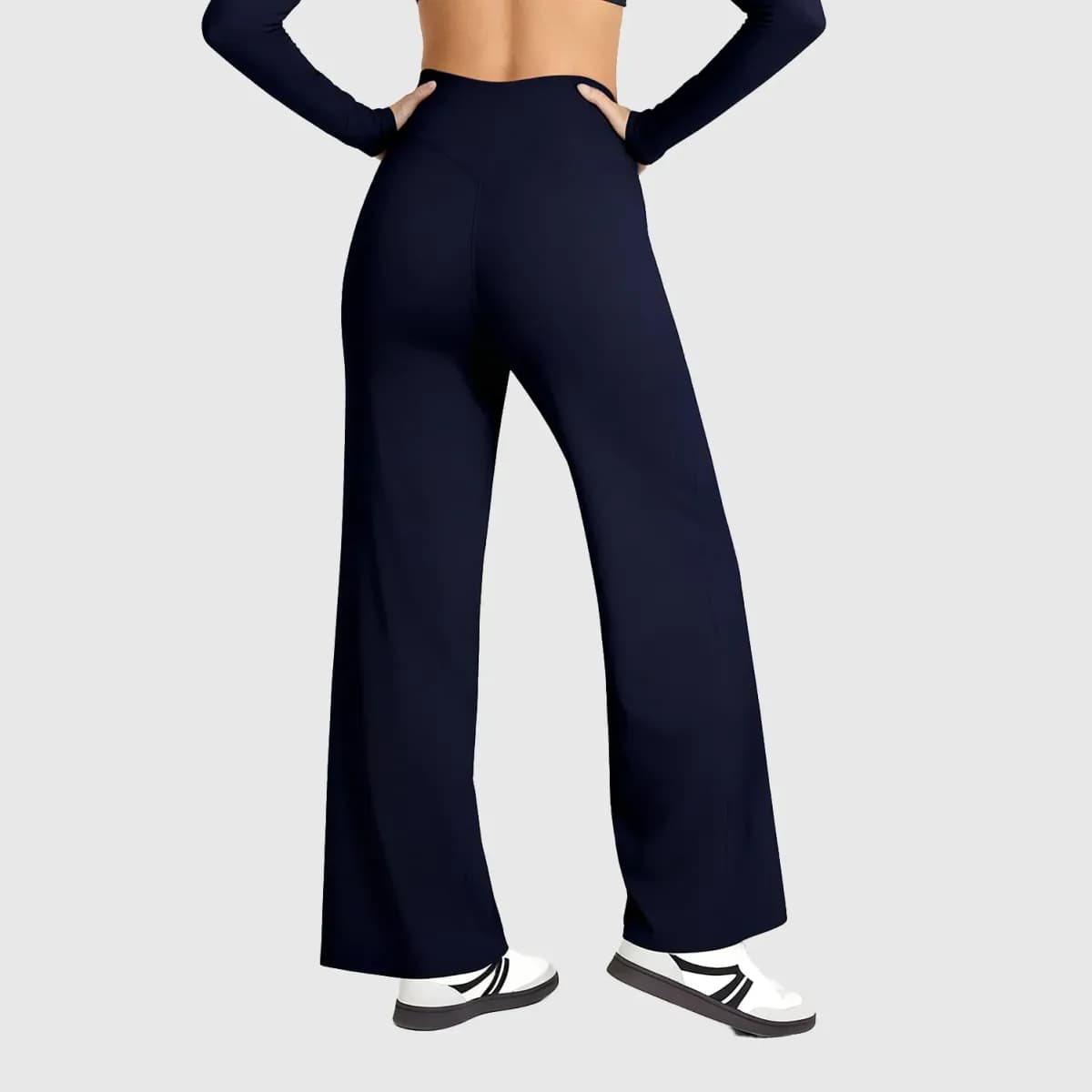 navy high waist wide leg pants from the zip jacket and wide leg pants activewear set