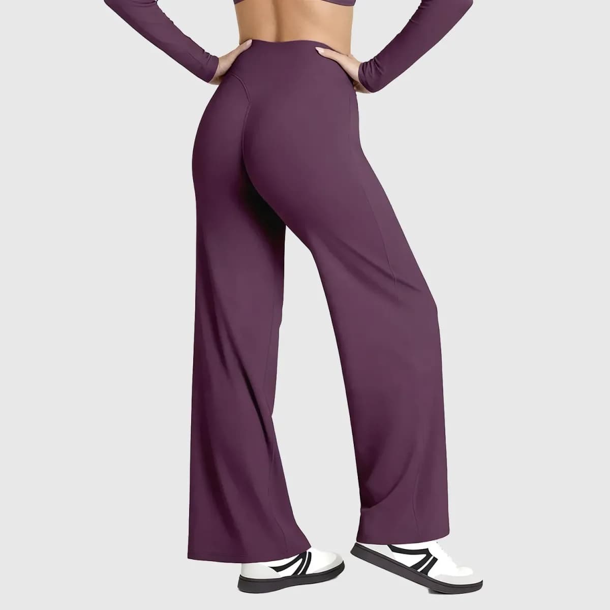 plum high waist wide leg pants from the zip jacket and wide leg pants activewear set