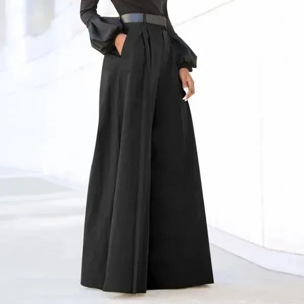 black high waisted pleated wide leg pants